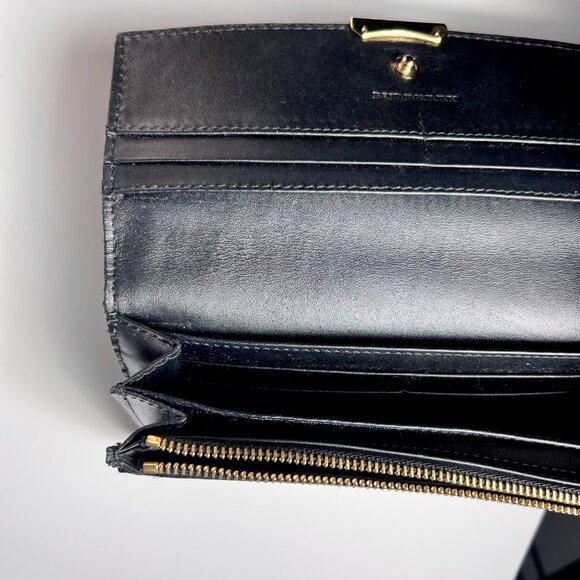 BURBERRY Black Grainy Leather Continental Wallet + Box+ Dust bag - Picture 10 of 12